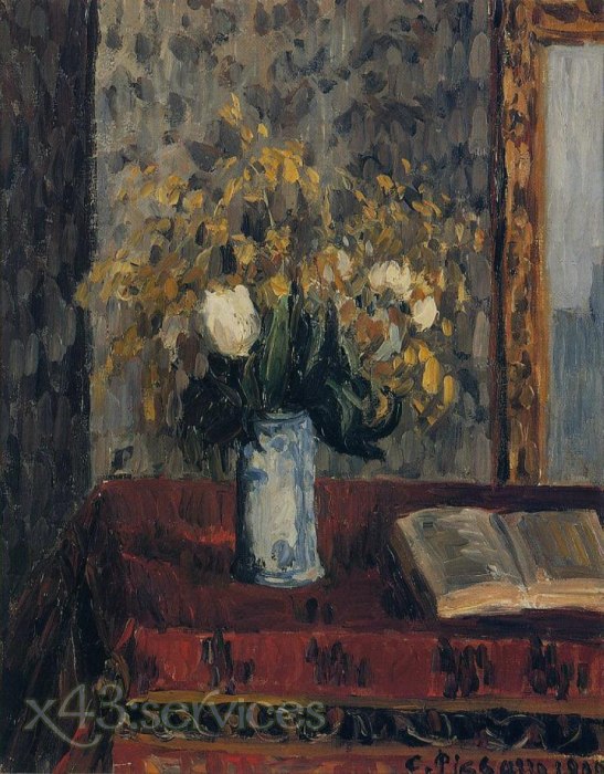 Camille Pissarro - Blumenvase Tulpen und Granate - Vase of Flowers Tulips and Garnets